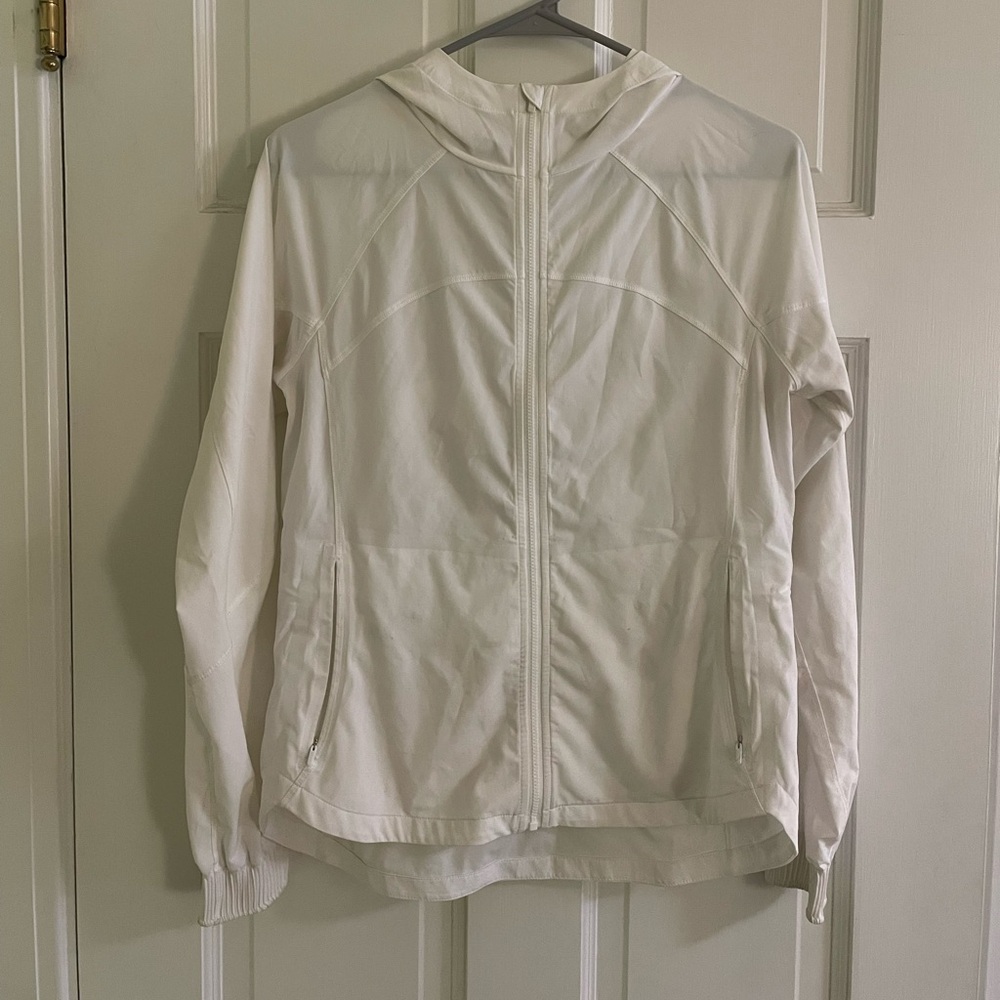 Athleta White Hooded Rain Jacket